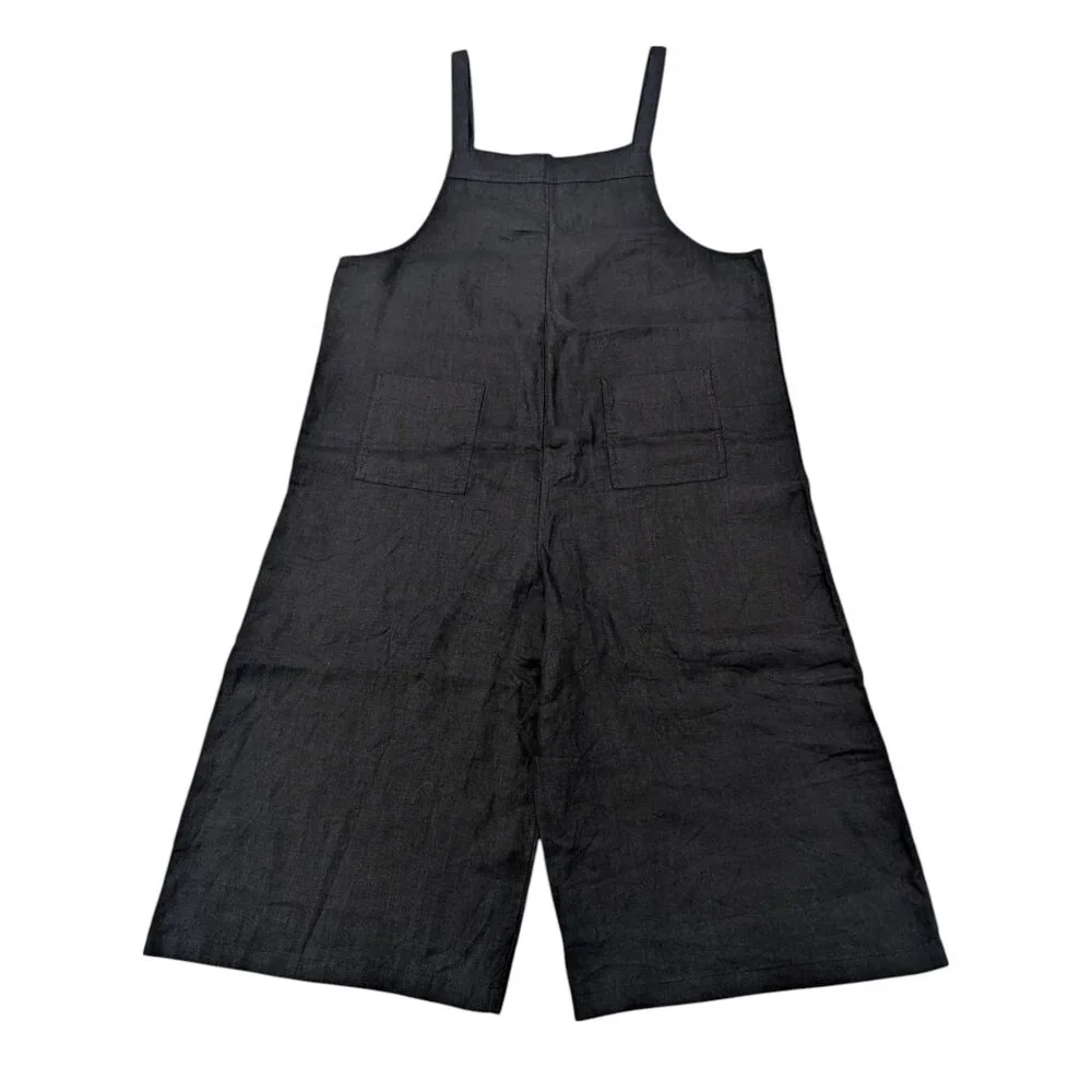 THE WHITE COMPANY 100% Linen Overalls 10 Dungarees Jumpsuit Black Loose Oversize - Picture 8 of 9